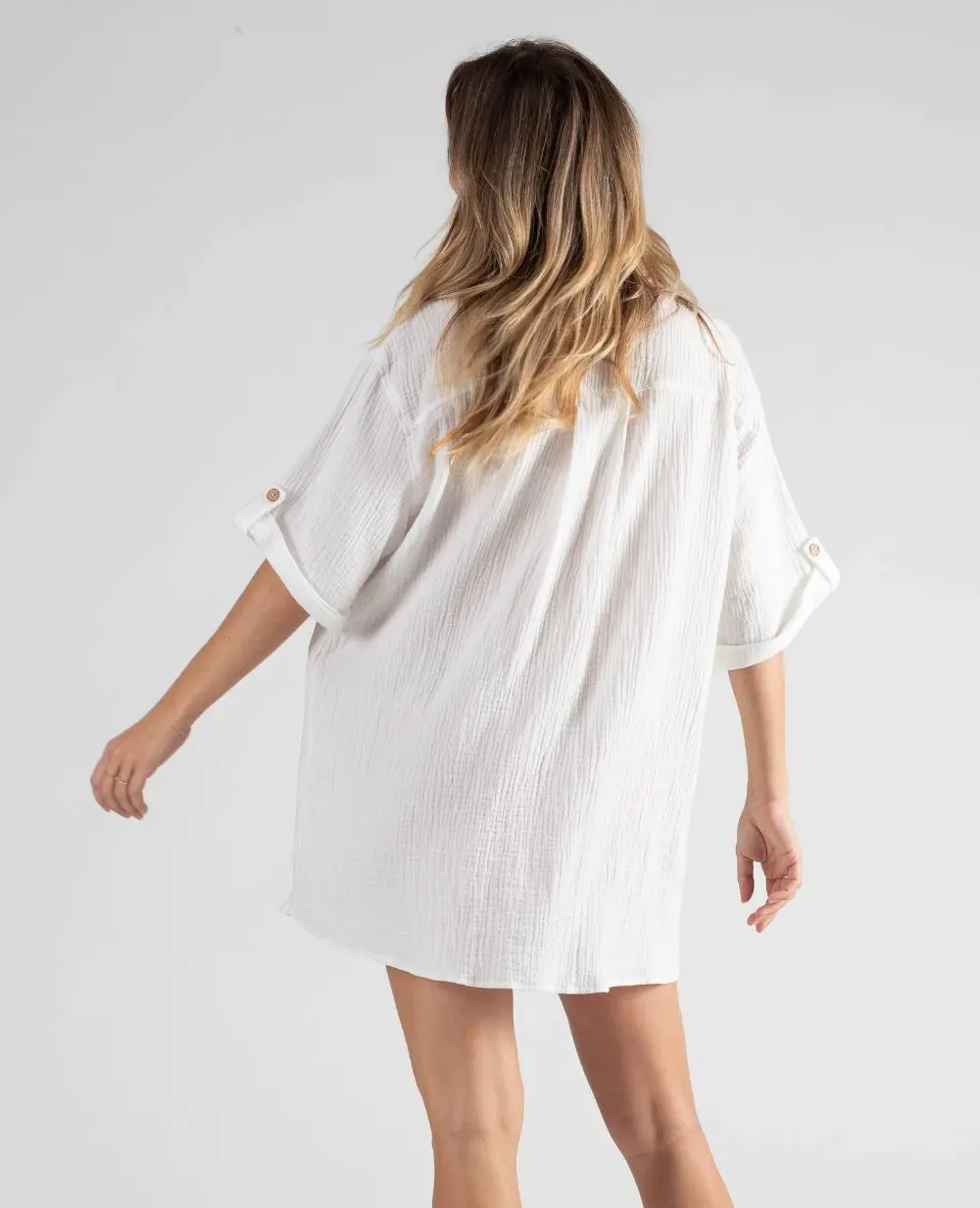 Robe chemise de grossesse et d’allaitement Bertille - Blanc - Image 4
