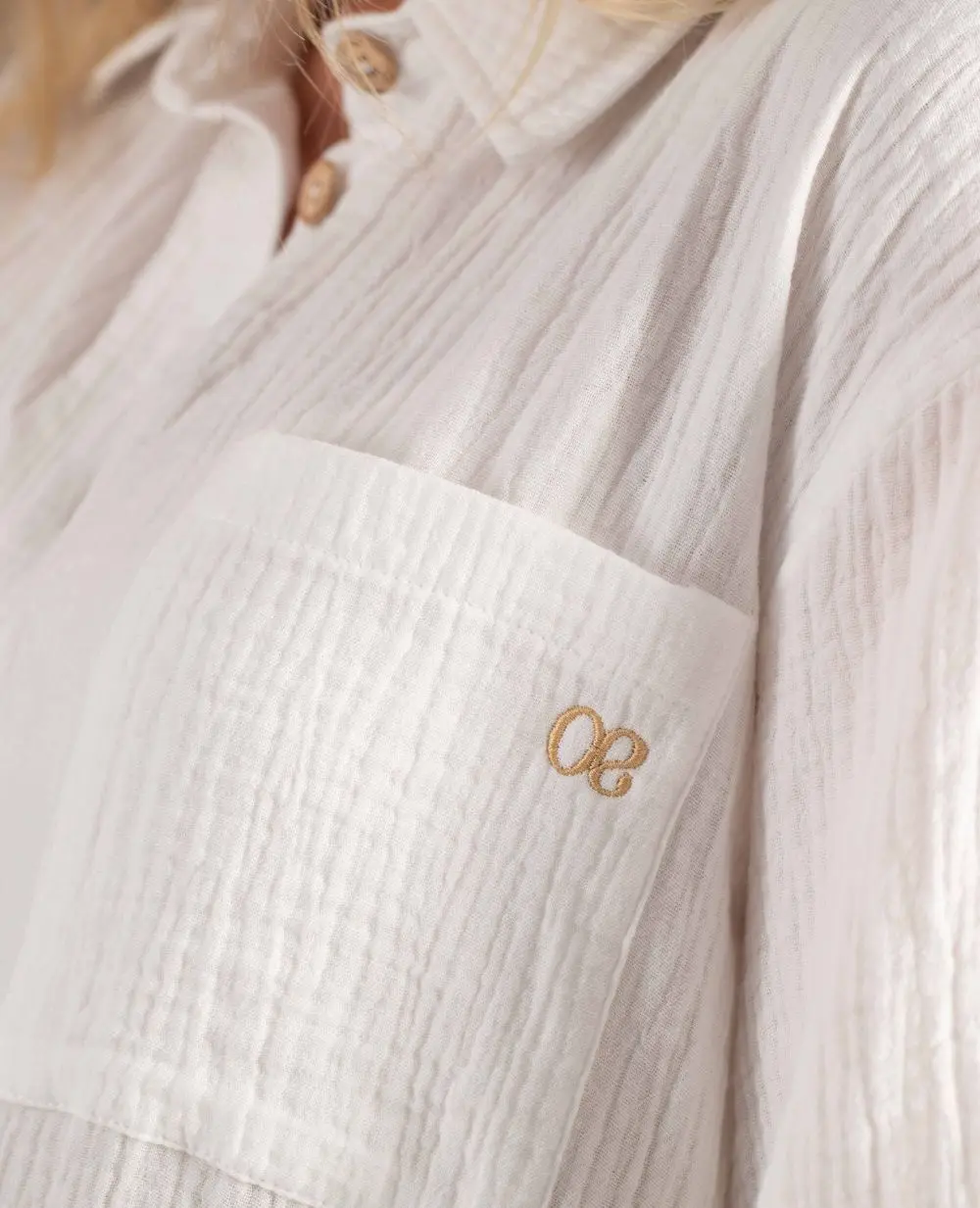 Robe chemise de grossesse et d’allaitement Bertille - Blanc - Image 7
