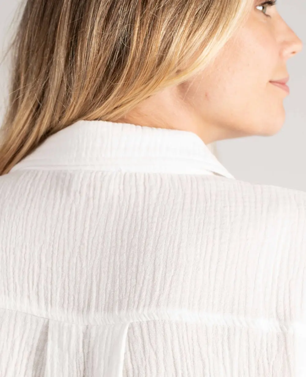 Robe chemise de grossesse et d’allaitement Bertille - Blanc - Image 8