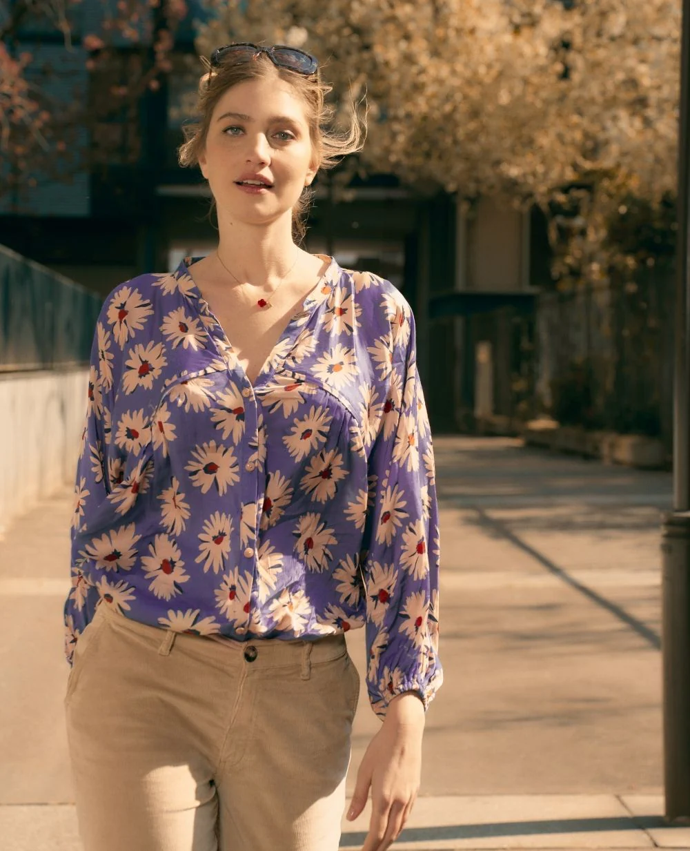 Blouse de grossesse et allaitement Madeleine - Bleuet - Image 2