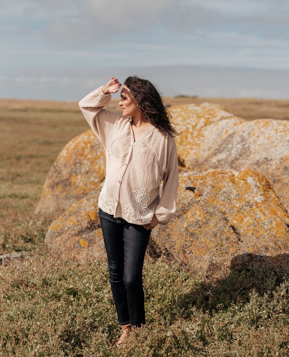 Blouse et chemise d'allaitement Sarah - Beige