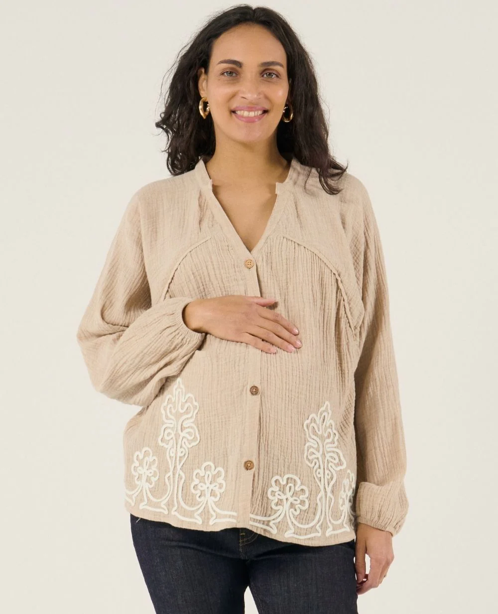 Blouse et chemise d'allaitement Sarah - Beige - Image 2