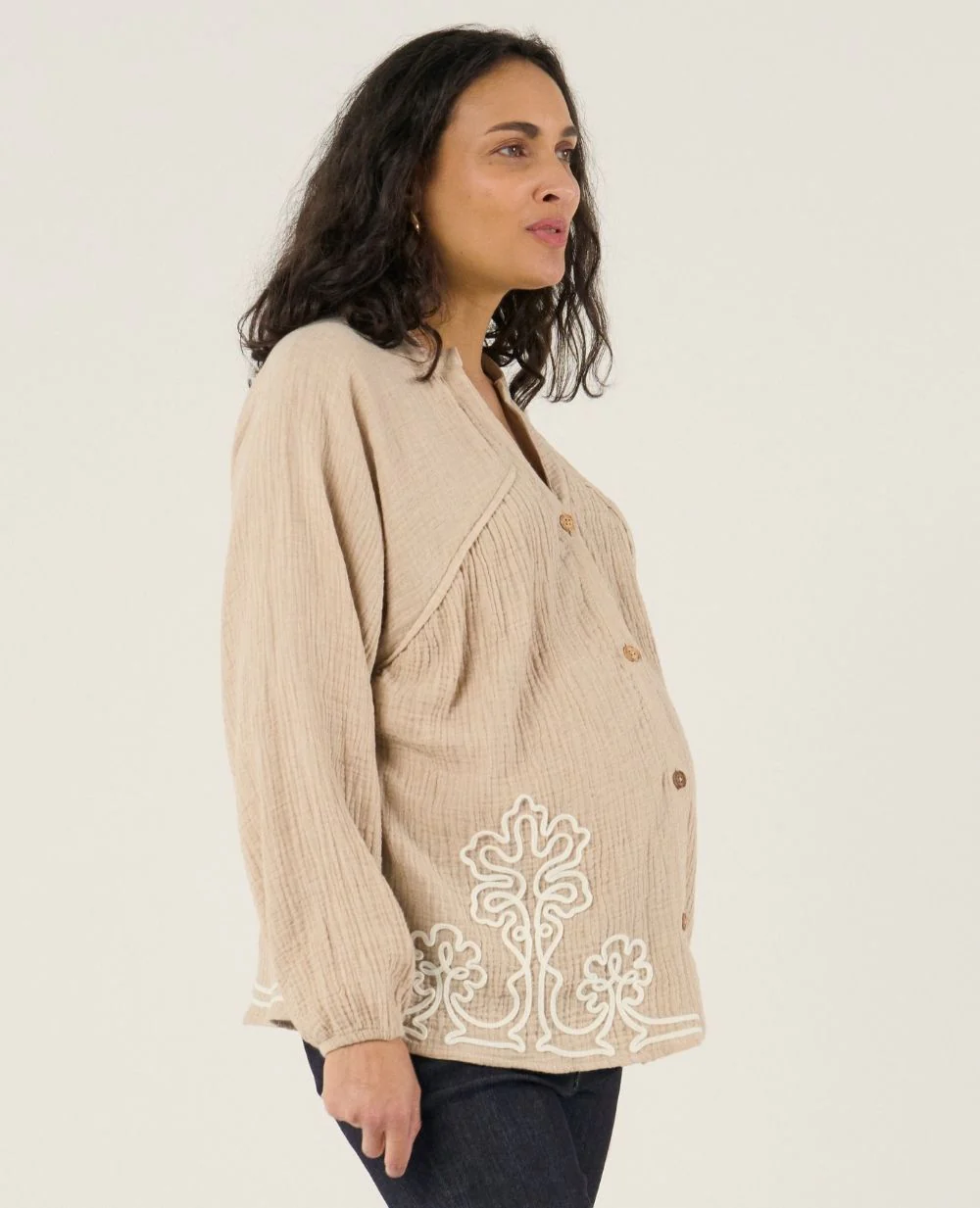 Blouse et chemise d'allaitement Sarah - Beige - Image 3
