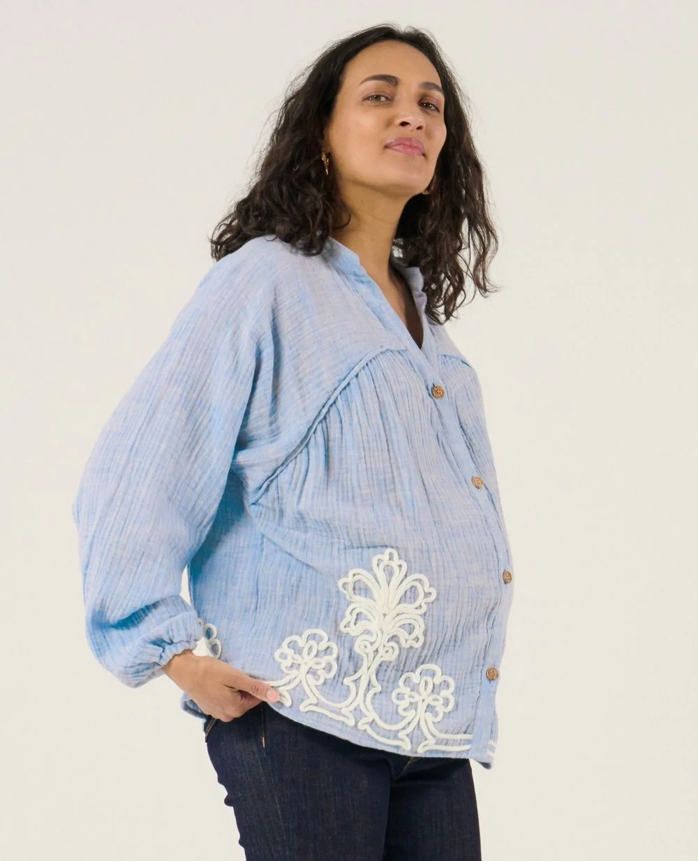 Blouse et chemise d'allaitement Sarah - Bleu