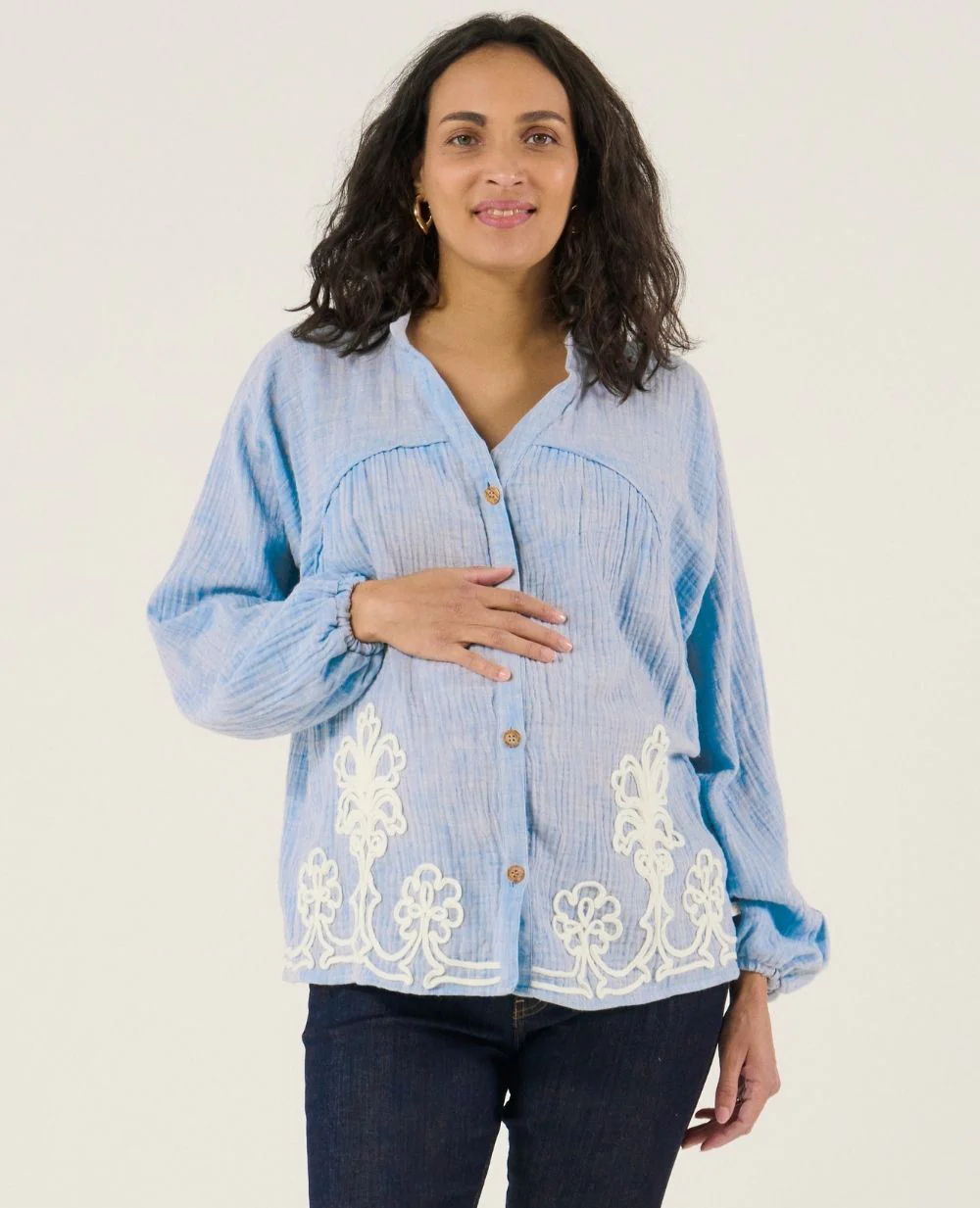 Blouse et chemise d'allaitement Sarah - Bleu - Image 2