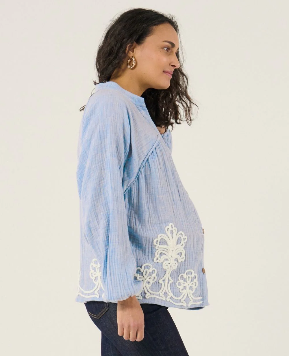 Blouse et chemise d'allaitement Sarah - Bleu - Image 3
