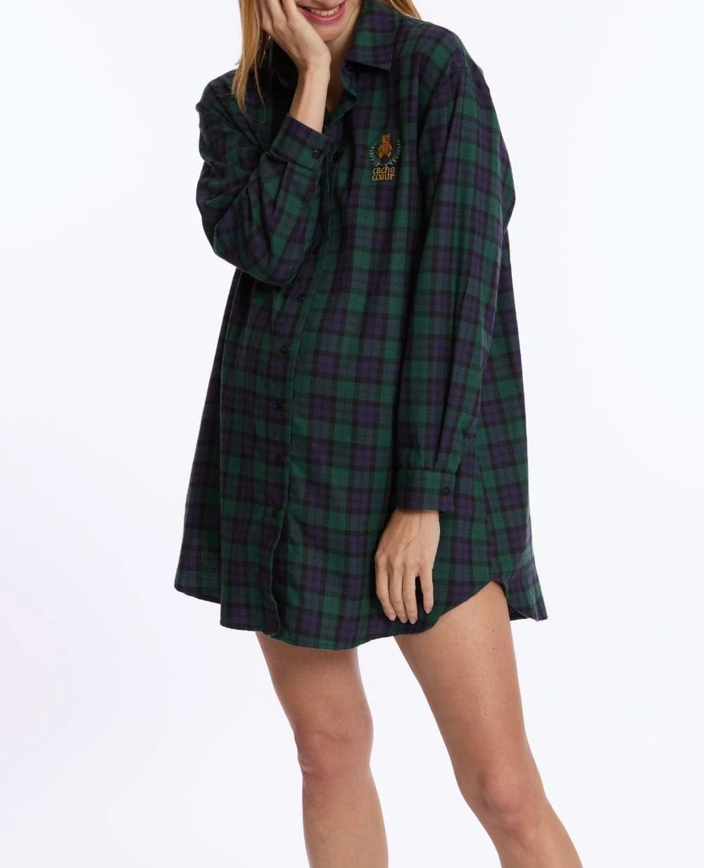 Chemise de nuit de grossesse et d’allaitement Teddy - Vert - Image 3