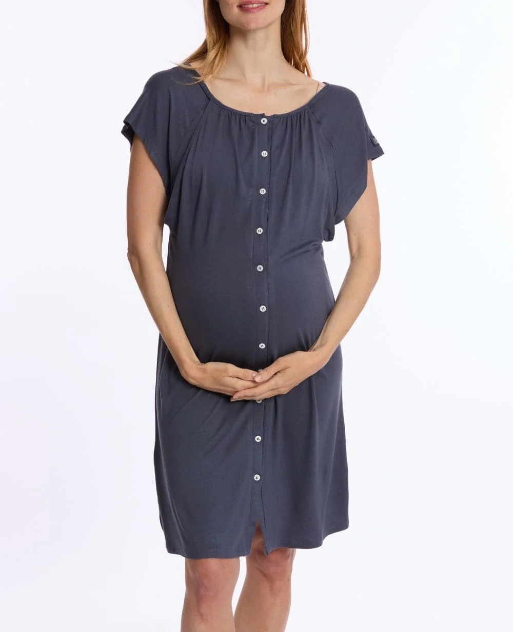 Chemise de nuit de maternité et d’allaitement Louna - Bleu nuit - Image 3