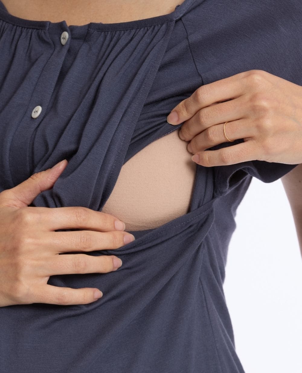 Chemise de nuit de maternité et d’allaitement Louna - Bleu nuit - Image 5