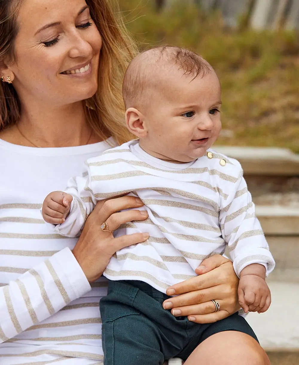 Marinière BÉBÉ Morgat - Blanc/ Dore Lurex - Image 3