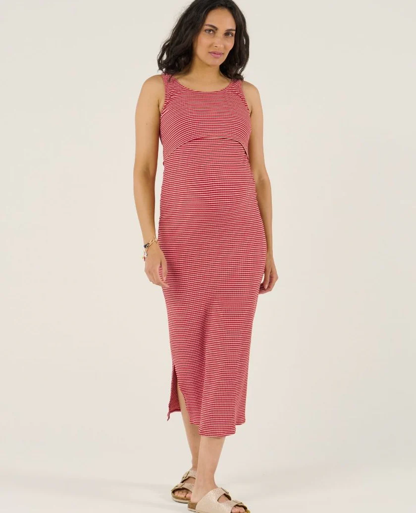 Robe beachwear de maternité Dinard - Rouge - Image 3