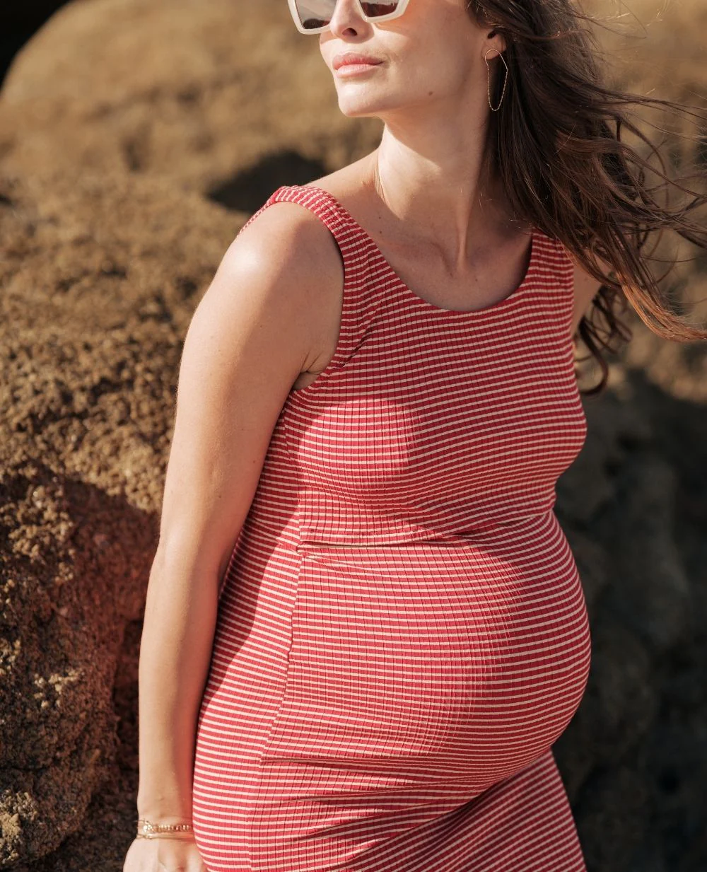 Robe beachwear de maternité Dinard - Rouge - Image 7