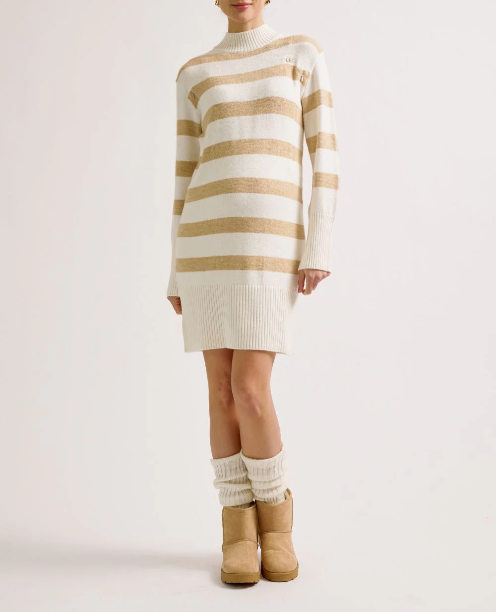 Robe pull de grossesse et allaitement Normandie - Beige/Ivoire