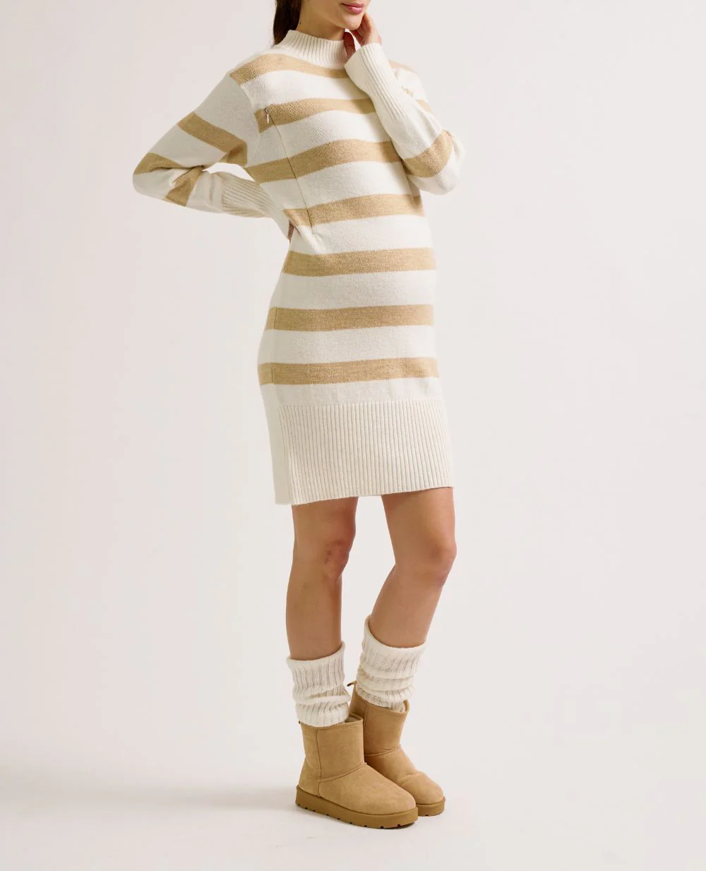 Robe pull de grossesse et allaitement Normandie - Beige/Ivoire - Image 2