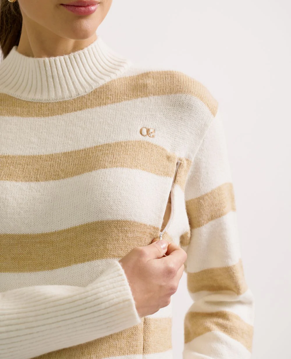 Robe pull de grossesse et allaitement Normandie - Beige/Ivoire - Image 7