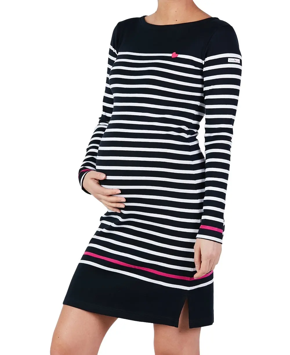 Robe de grossesse marinière Quimper - Marine / Blanc