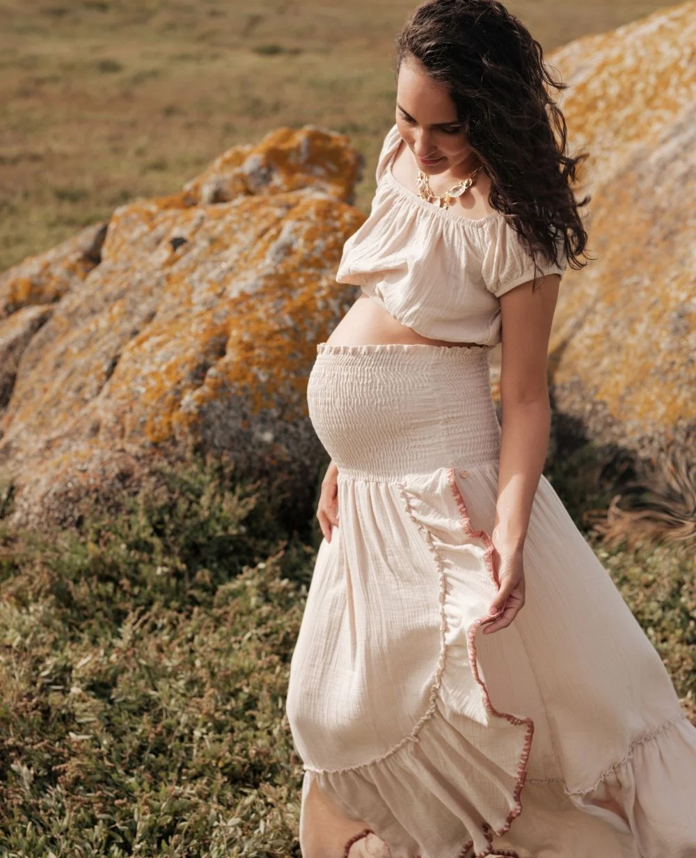 Robe jupe de maternité 2 en 1 Laila - Beige