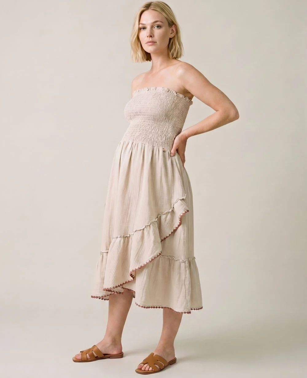 Robe jupe de maternité 2 en 1 Laila - Beige - Image 2