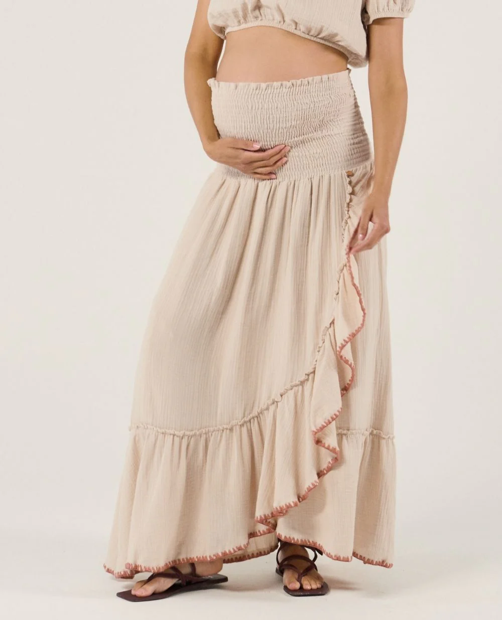 Robe jupe de maternité 2 en 1 Laila - Beige - Image 4