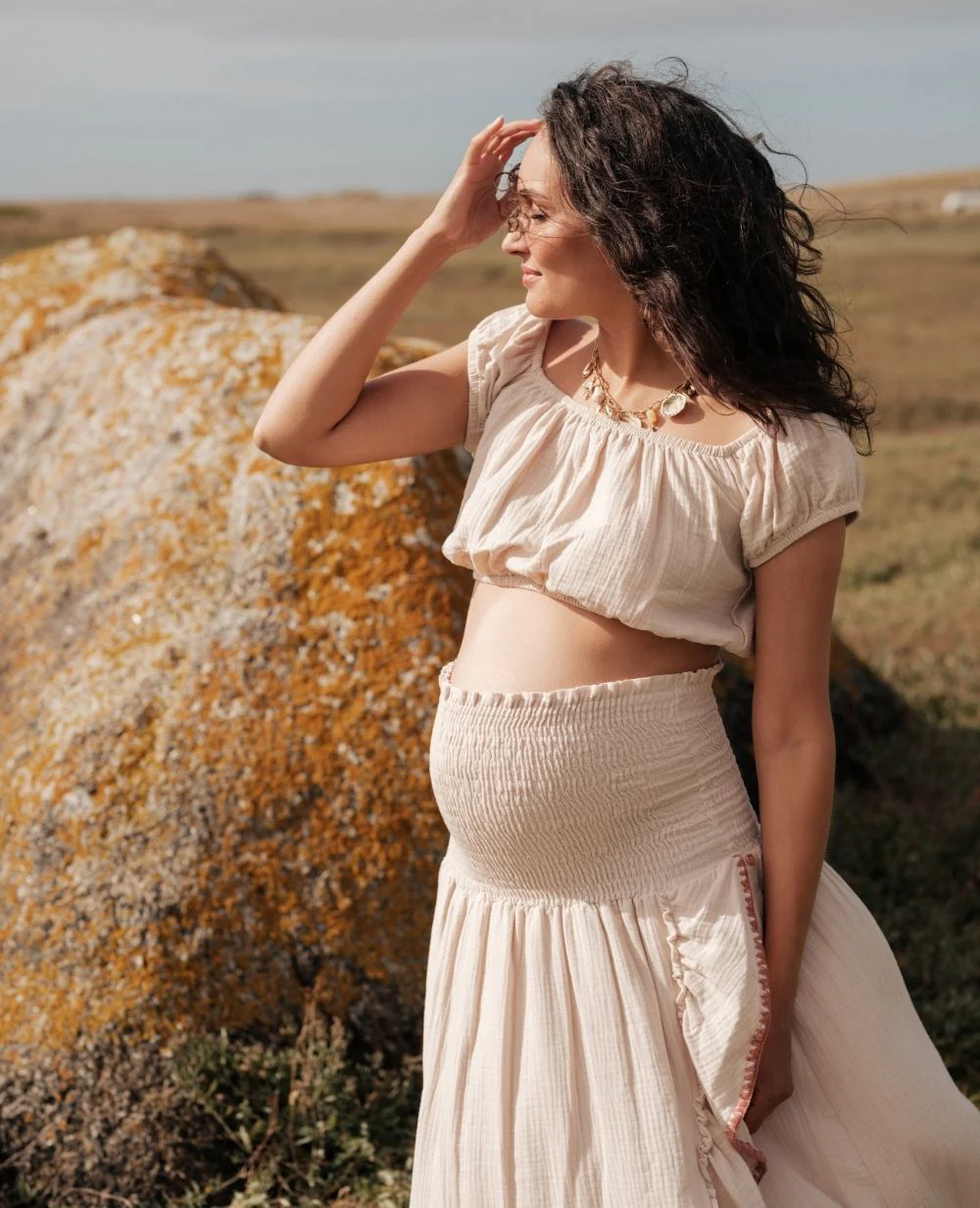 Robe jupe de maternité 2 en 1 Laila - Beige - Image 9