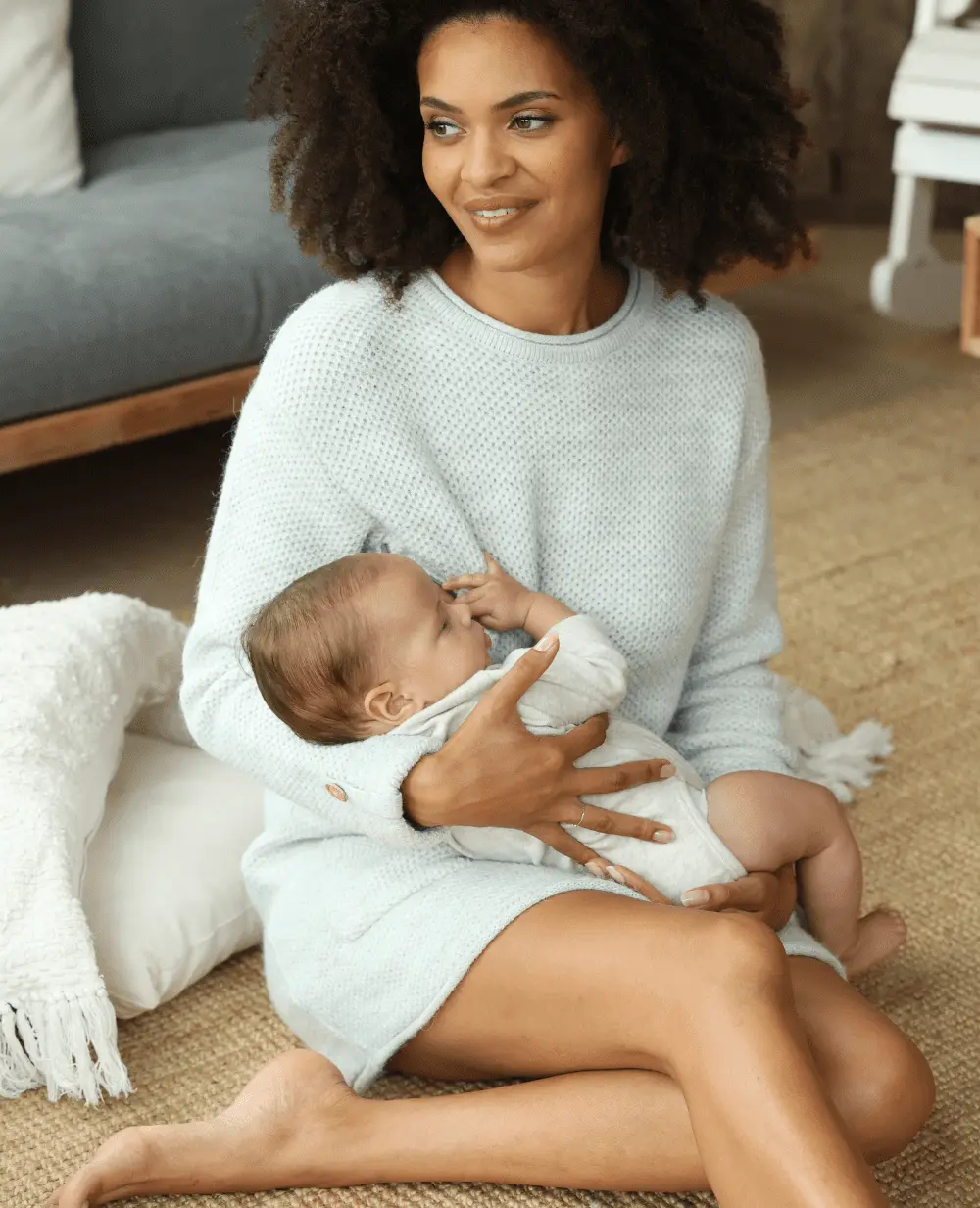 Robe pull de grossesse et d'allaitement Honey  - Gris Perle - Image 2