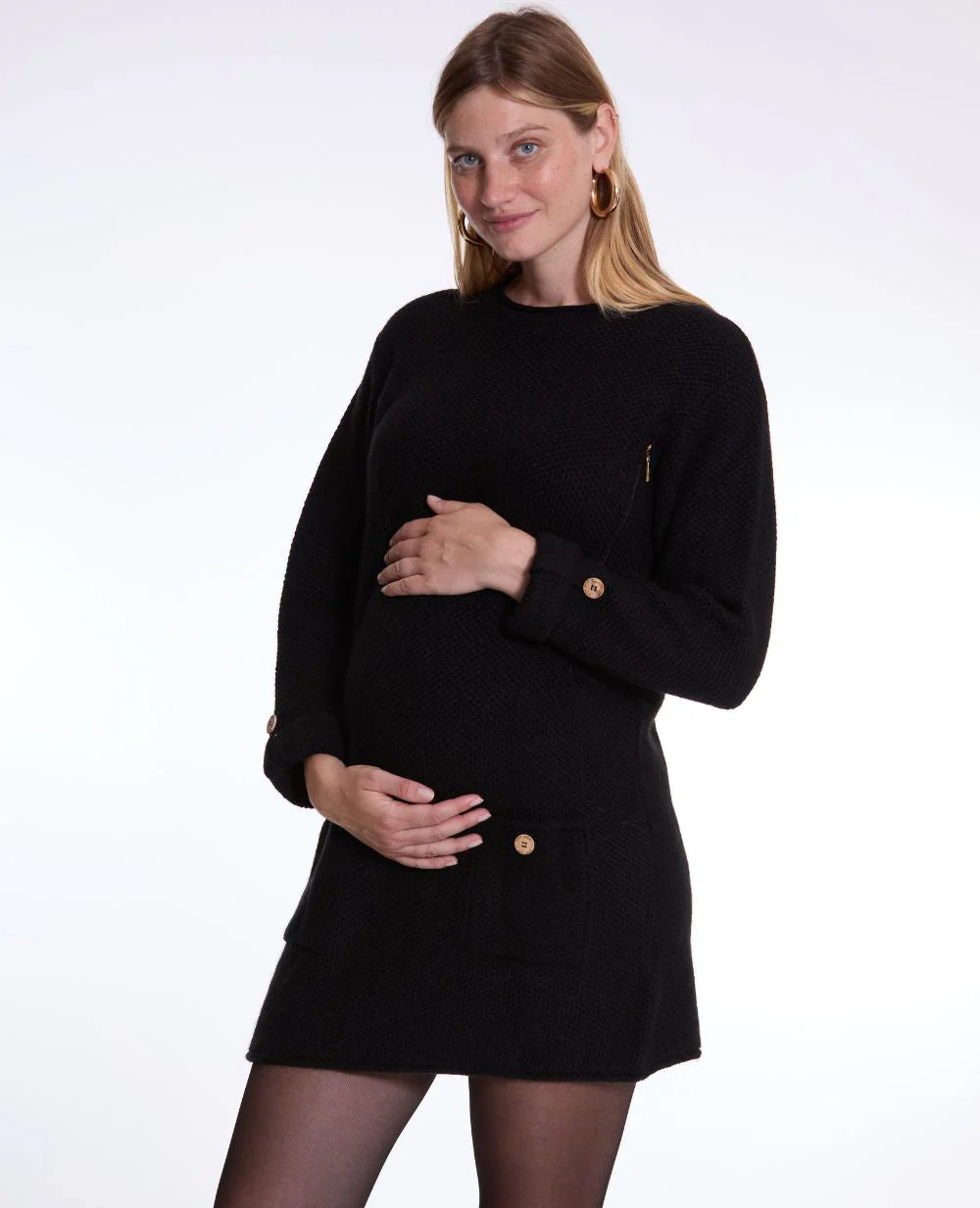 Robe pull de grossesse et d'allaitement Honey - Noir - Image 3