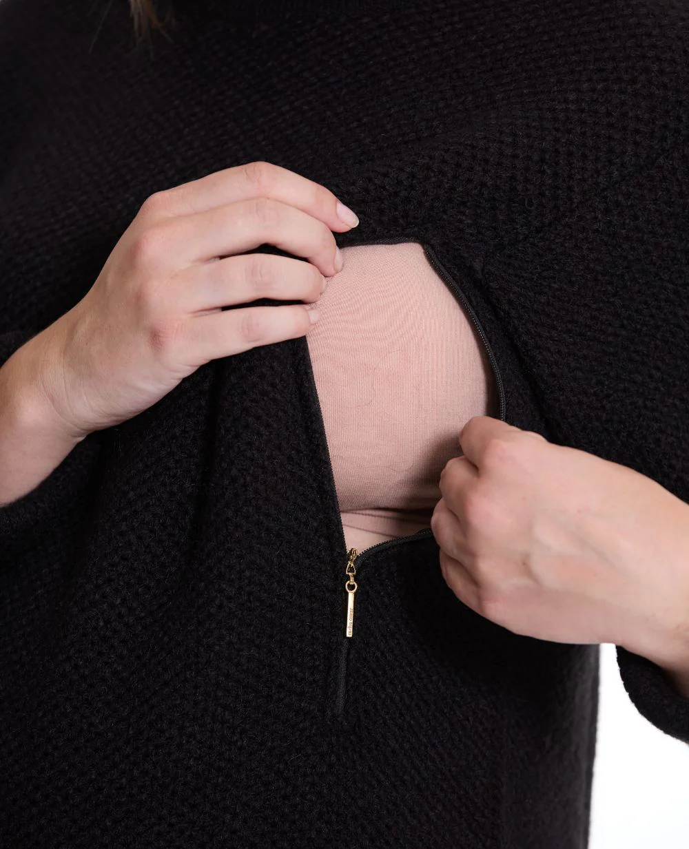 Robe pull de grossesse et d'allaitement Honey - Noir - Image 6