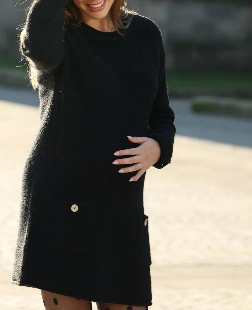Robe pull de grossesse et d'allaitement Honey - Noir - Image 8