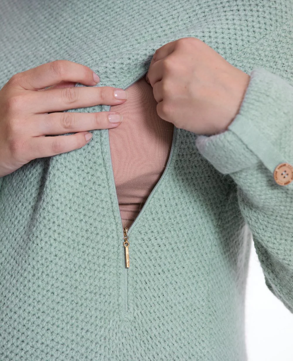Robe pull de grossesse et d'allaitement Honey - Sauge - Image 6