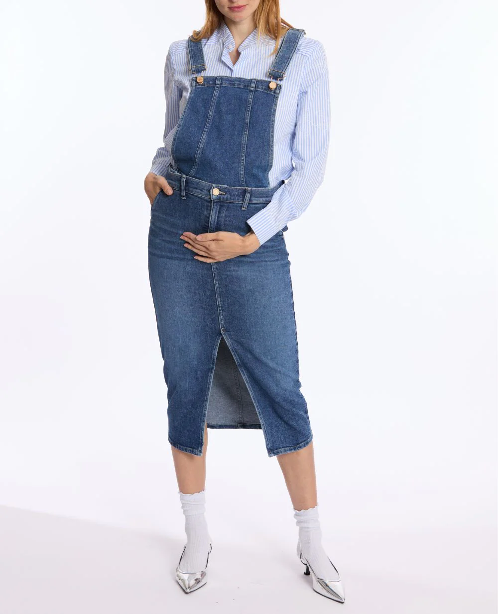 Salopette 2 en 1 de grossesse ( jupe Emma + haut de salopette amovible ) - Mid Blue Used