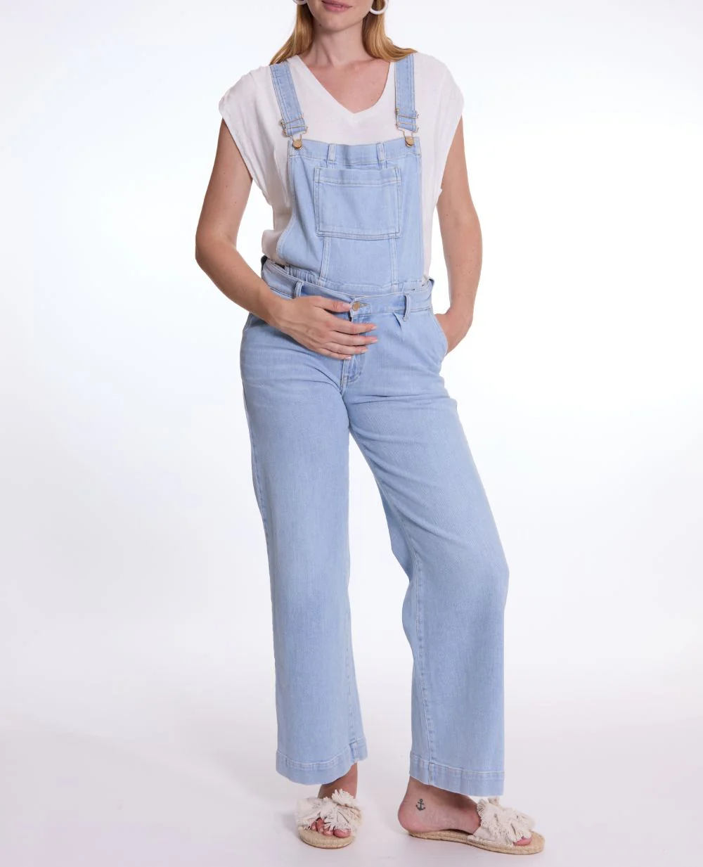 Salopette de grossesse en jean Kelly light - Blue