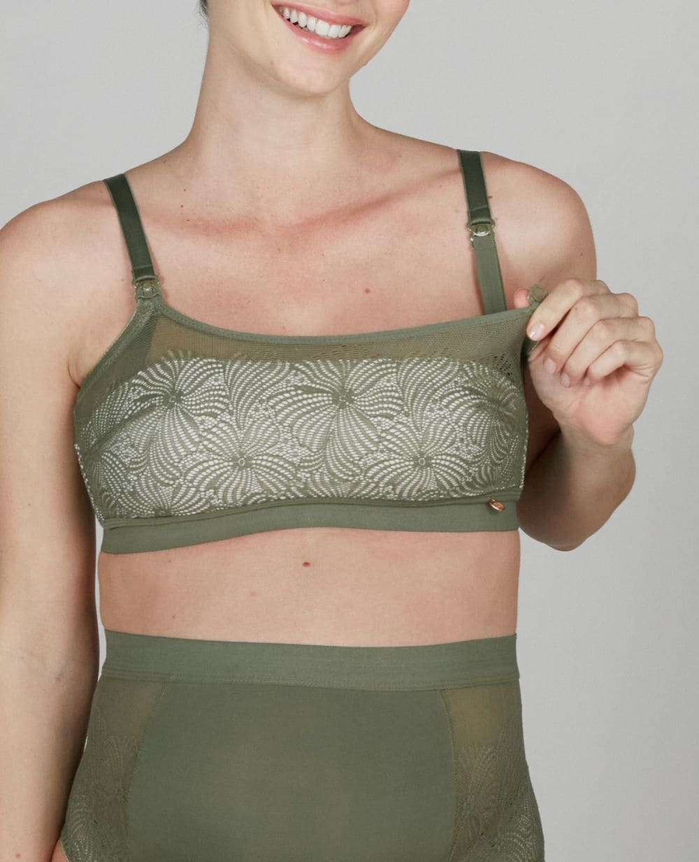 Soutien-gorge de grossesse et d’allaitement sans armature DAHLIA - Kaki - Image 2