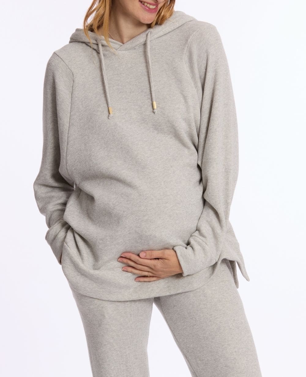 Sweat à capuche de grossesse et d’allaitement Billie - Gris - Image 4