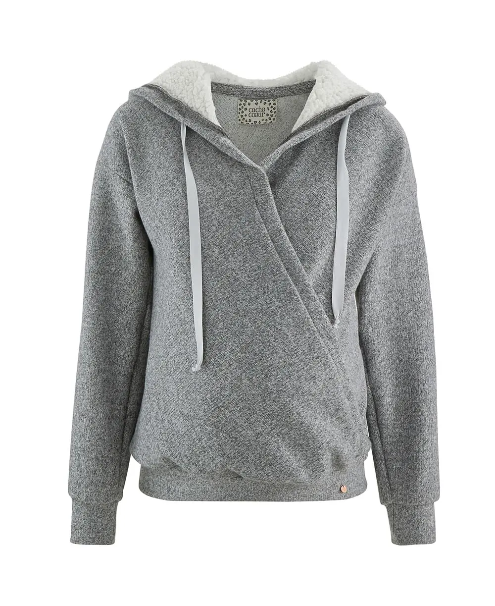 Sweat à capuche de maternité et d'allaitement Sweet Home - Gris - Image 4