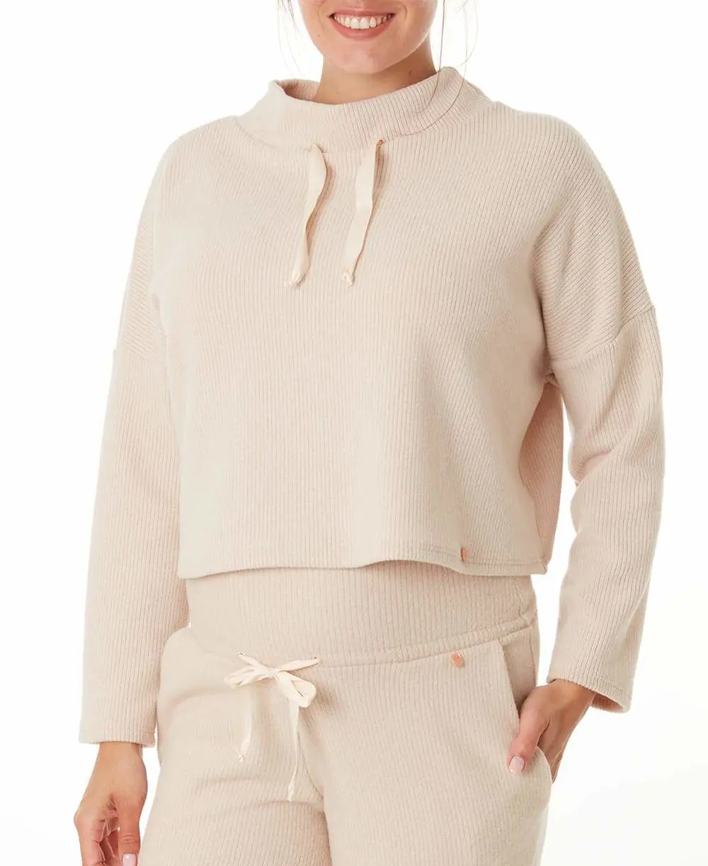 Sweat crop top de maternité et d'allaitement Sweet Home - Avoine - Image 2