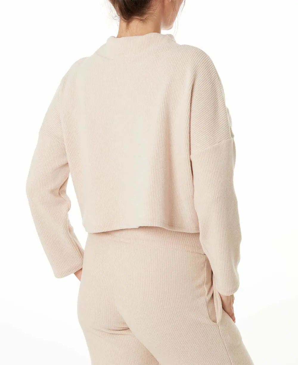 Sweat crop top de maternité et d'allaitement Sweet Home - Avoine - Image 3