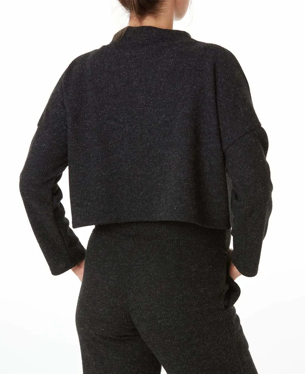 Sweat crop top de maternité et d'allaitement Sweet Home - Noir - Image 3