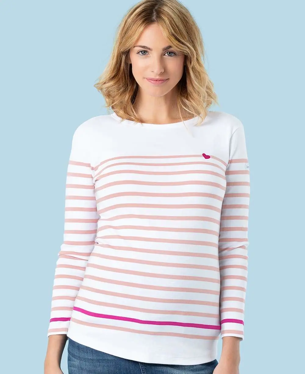 Marinière de grossesse Brest - Blanc/Rose - Image 3