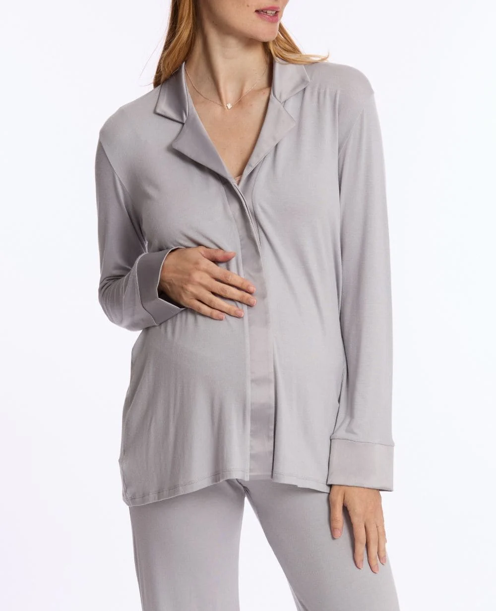 Veste de pyjama de grossesse et d’allaitement Satine - Gris