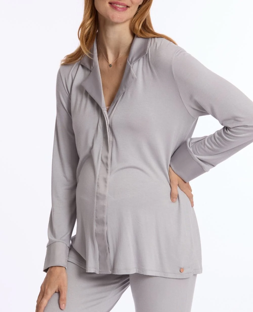 Veste de pyjama de grossesse et d’allaitement Satine - Gris - Image 3