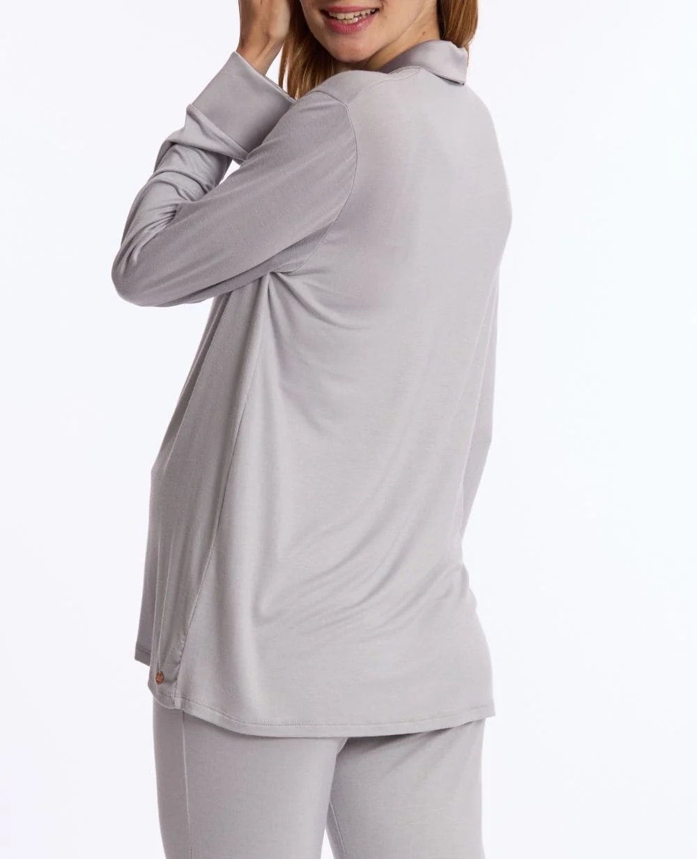 Veste de pyjama de grossesse et d’allaitement Satine - Gris - Image 4