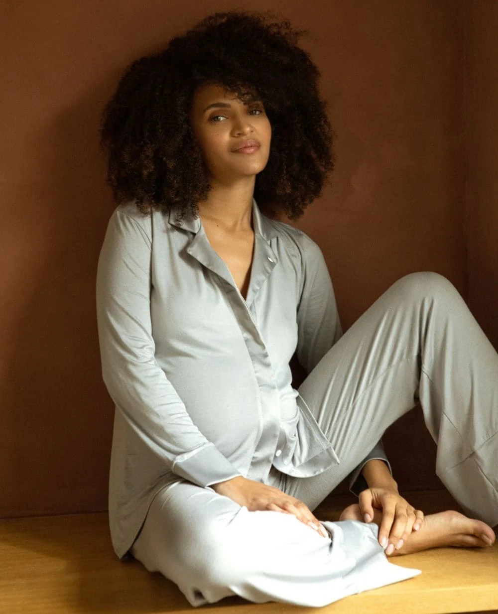 Veste de pyjama de grossesse et d’allaitement Satine - Gris - Image 7