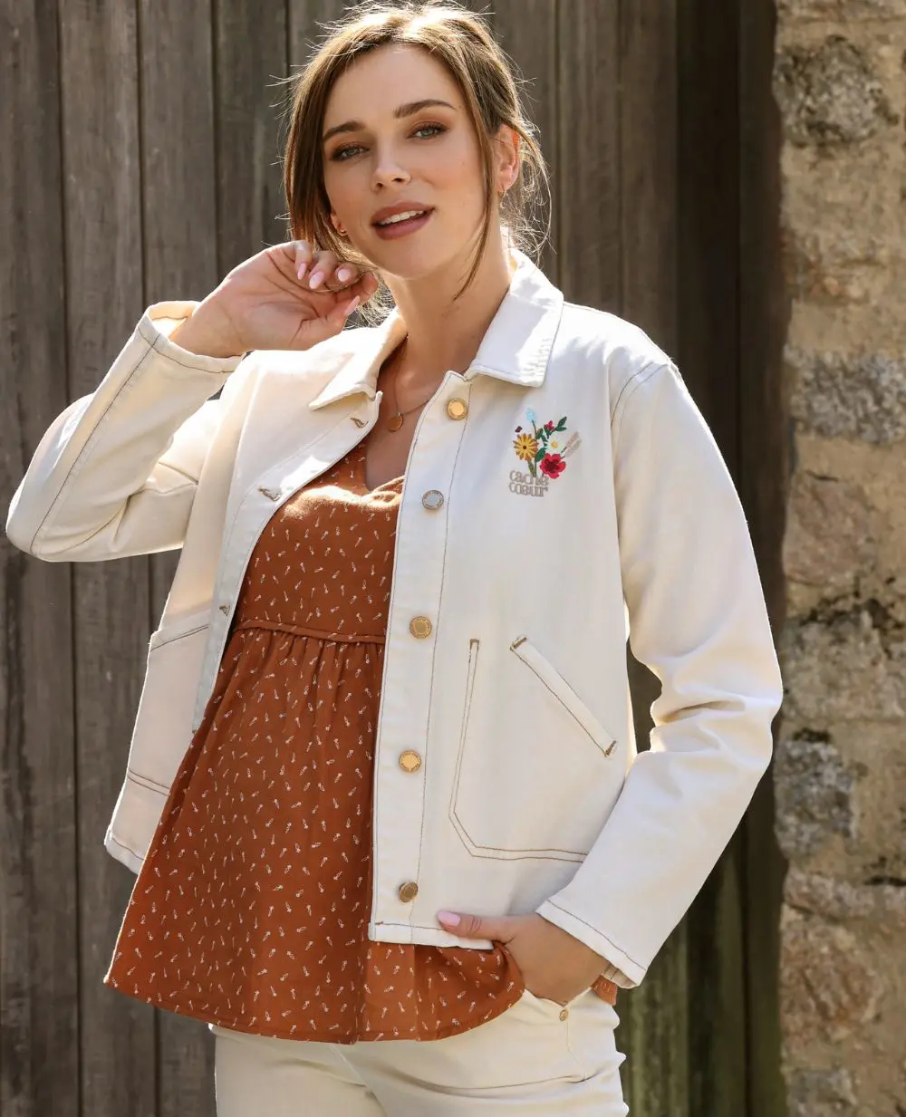 Veste Jean de maternité Romy - Beige - Image 6
