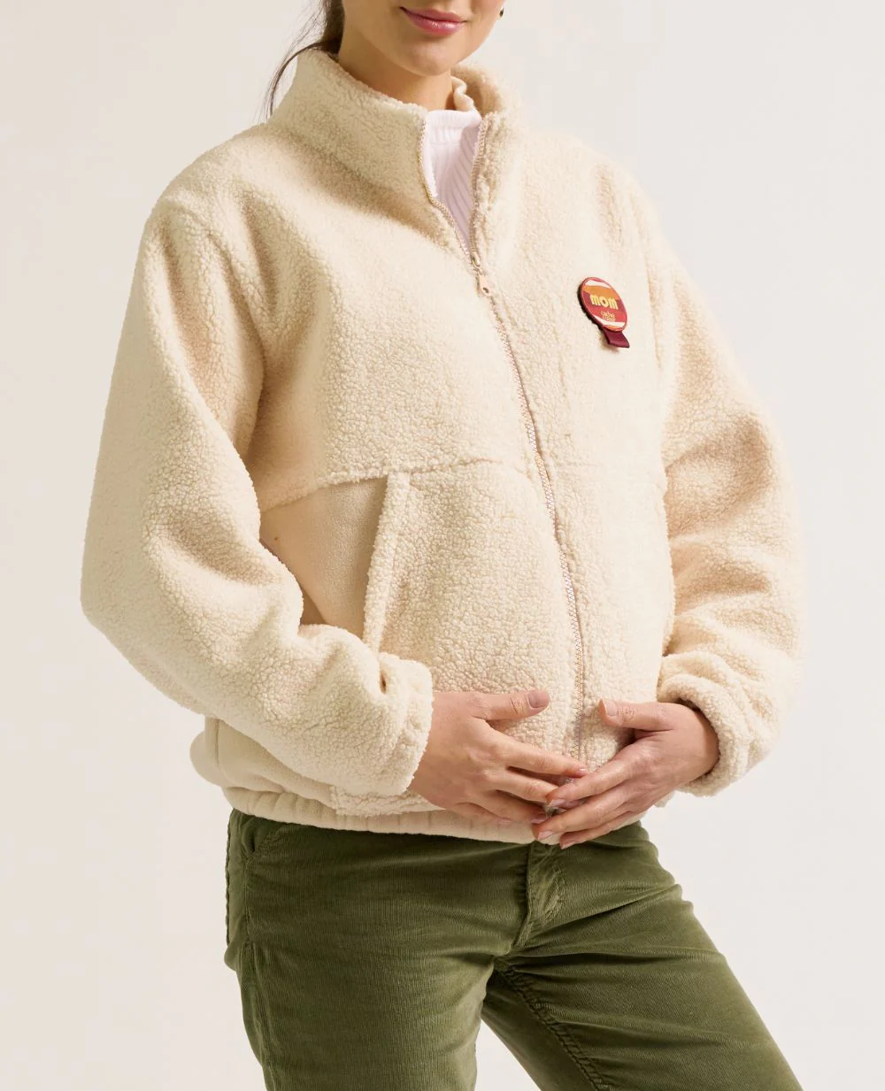 Veste polaire mixte de grossesse et portage Sasha - Beige - Image 5
