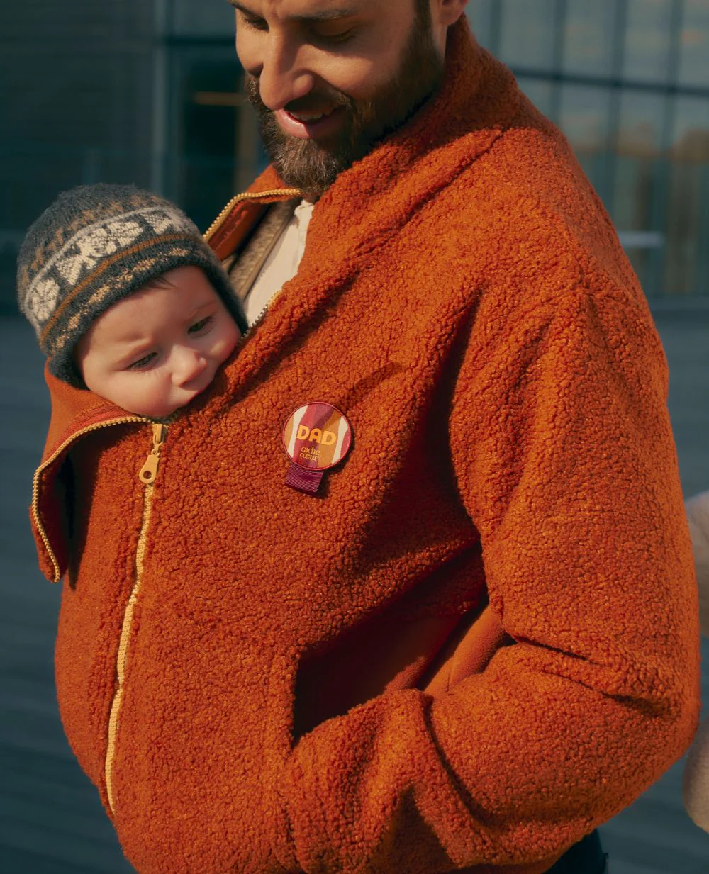 Veste polaire de grossesse et portage Sasha - Cuivre