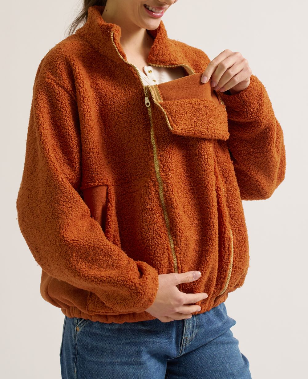 Veste polaire de grossesse et portage Sasha - Cuivre - Image 4